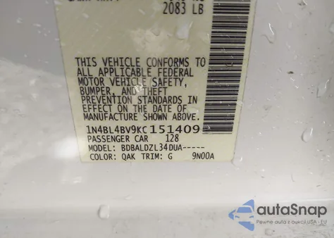 2019 Nissan Altima 2.5 S from USA, damaged, VIN 1N4BL4BV9KC151409